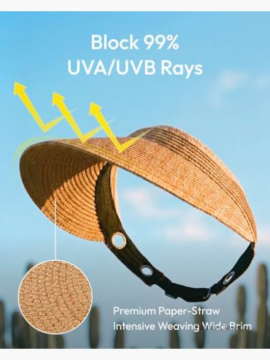Women\'s Leopard Print Wide Brim Straw Sun Visor UV Protection Foldable Beach Hat